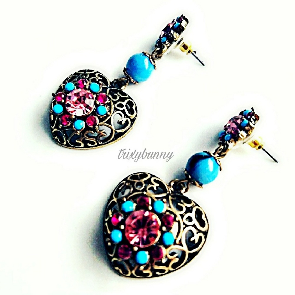 Drop heart stardust drop earrings - Picture 4 of 4